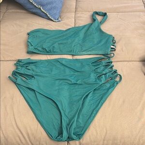 Teal One-Shoulder Bikini Set